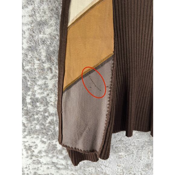Designers Studio Original Size XL Ribbed Genuine Leather Suede Sweater Brown - Picture 4 of 9